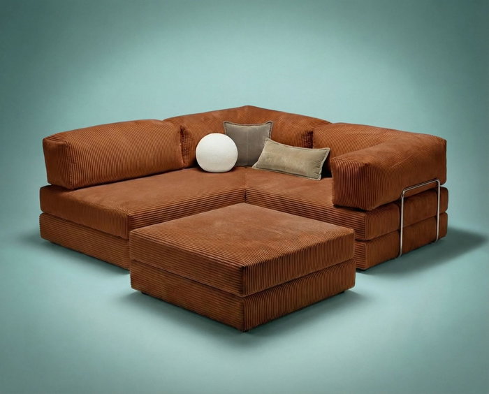 Atelier Del Sofa Kanyon - Sofá-cama de esquina Rojo azulejo